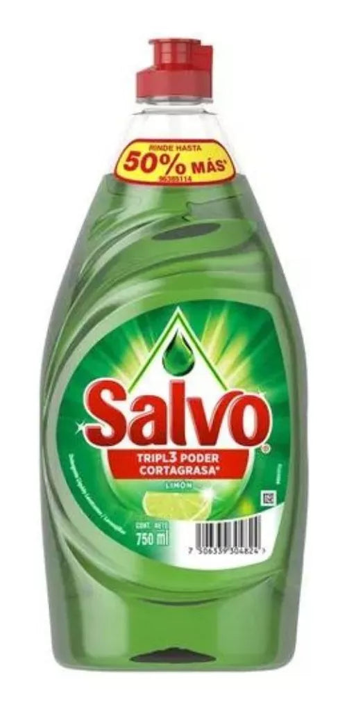 Lavatrastes Líquido Salvo 750ml Limón Triple Poder Antigrasa