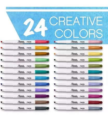 Marcatextos Sharpie S Note Punta Cincel Tonos Pastel 24 Piezas