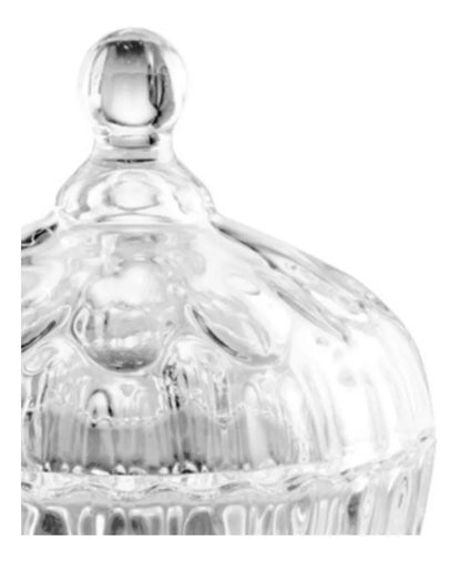 Azucarera Dulcero Bombonera Vidrio Cristal Labrado Tapa