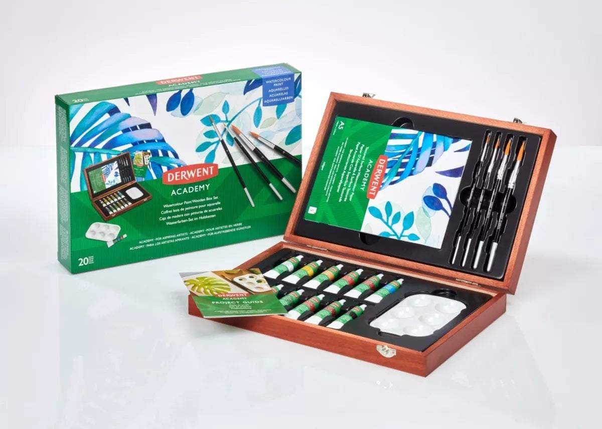 Caja de Madera Pintura Acuarela Derwent Academy 12ml Set 12 Piezas - Marchante MX