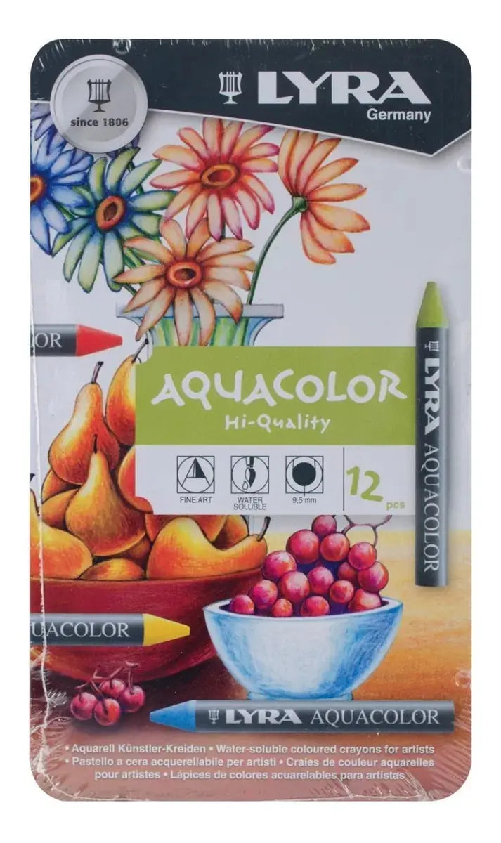 Crayones Acuarelables Lyra Aquacolor Cera Set 12 Piezas - lyra