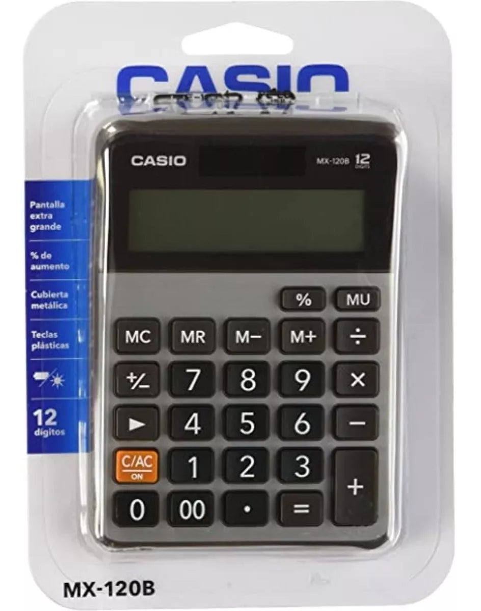 Calculadora Escritorio Casio Mx-120b Gris 12 dígitos Cuadrada