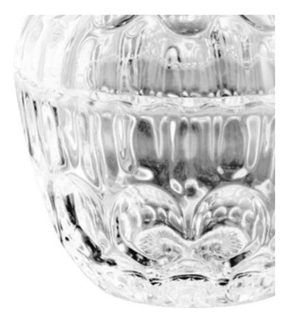 Azucarera Dulcero Bombonera Vidrio Cristal Labrado Tapa