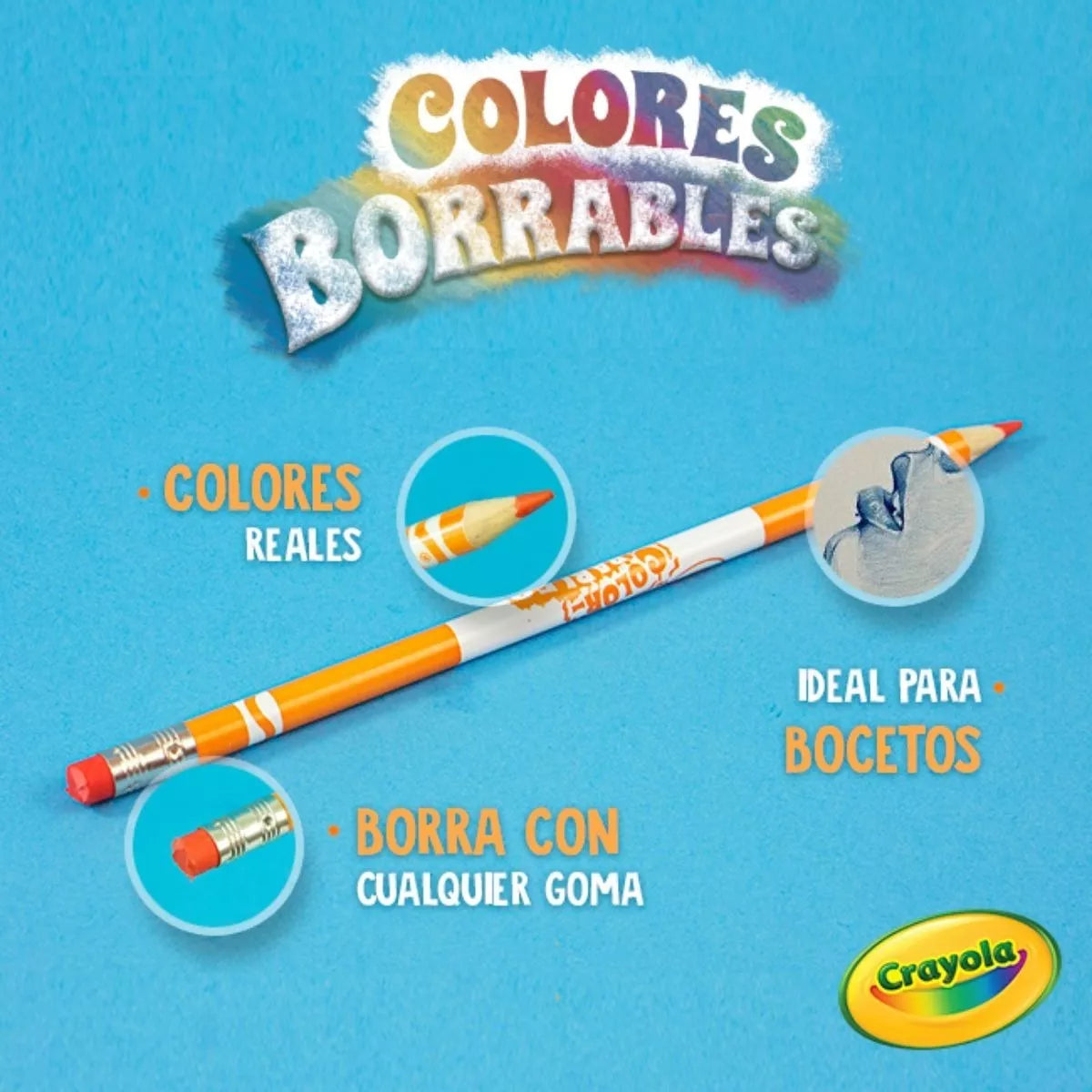 Lápices De Colores Crayola Borrables Fácil Borrado 12 Piezas