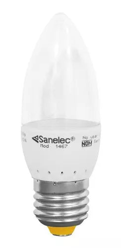 Foco Led 4w Sanelec Tipo Vela Luz Cálida Base E27