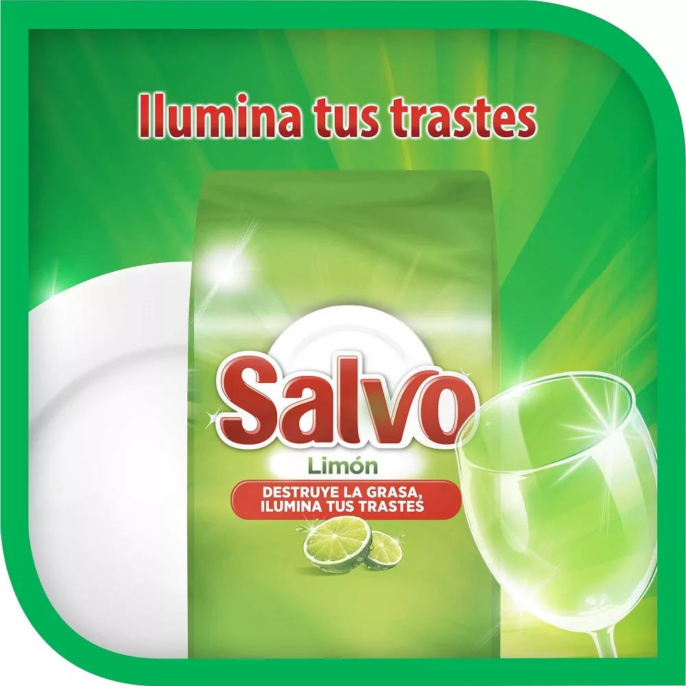 Lavatrastes Jabon En Polvo Salvo Limón 250 G destruye Grasa