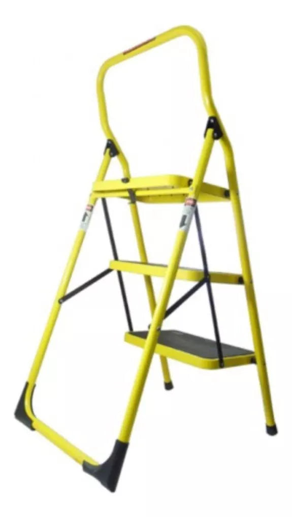 Escalera Personal Peldaños Acero 3 Escalones Amarilla