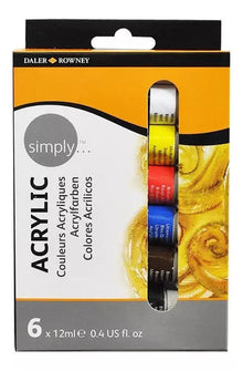 Pintura Acrílica Tubo Daler Rowney Simply 12ml Set 6 Colores
