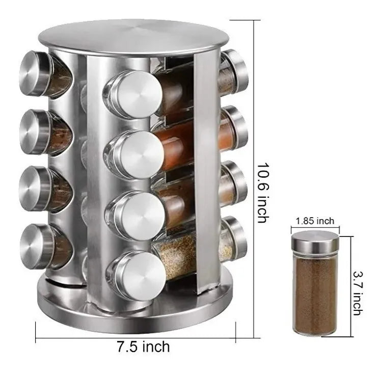 Especiero 9000 Alpro Carrusel 16 Frascos, Acero Inoxidable