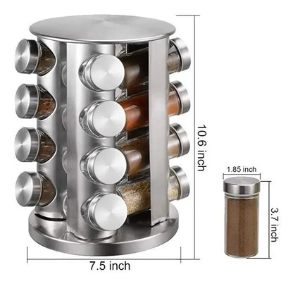 Especiero 9000 Alpro Carrusel 16 Frascos, Acero Inoxidable