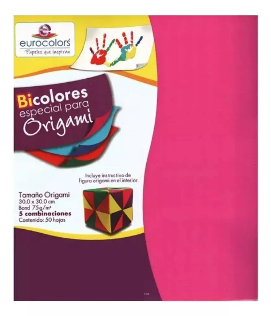 50 Hojas Bicolor Origami Arcoiris Eurocolors Tamaño Carta - Eurocolors