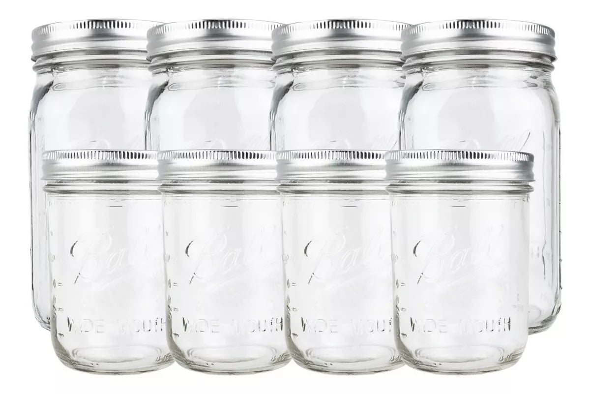Frasco De Vidrio Mason Jar Ball 16 Oz Y 32 Oz 8 Pack - Marchante MX