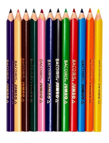 12 Lapices Colores Jumbo Baco Triangular Bacoiris Escolar