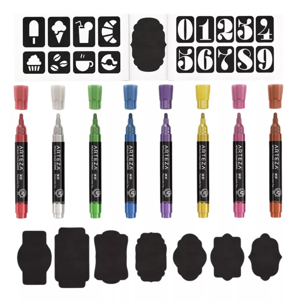 Set 8 Rotuladores Tinta Liquida Colores Metalicos Arteza