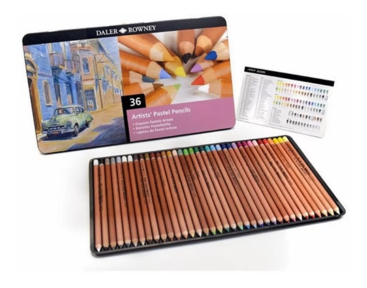 Estuche 36 Lápiz Pastel Dibujo Trazo Suave Daler Rowney