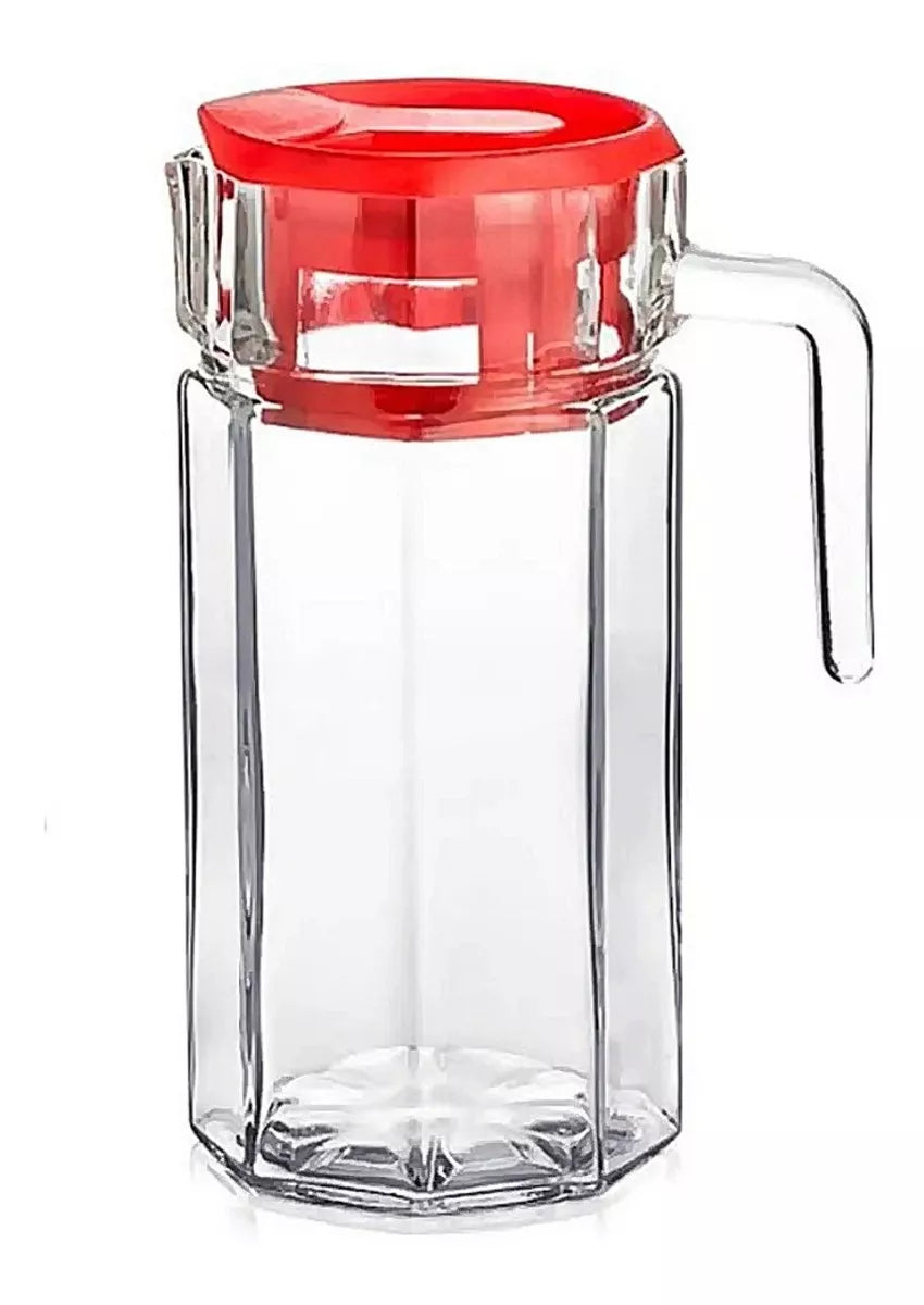 Jarra Vidrio Octagonal Grande Tapa 1.5 L Agua Cristal
