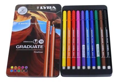 Plumón Rotulador Lyra Graduate Fineliner Marcadores Set 10 Piezas - Marchante MX
