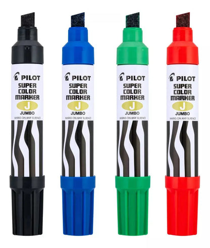 4 Marcadores Plumones Jumbo Pilot Super Colors Recargable - Politec - empaque