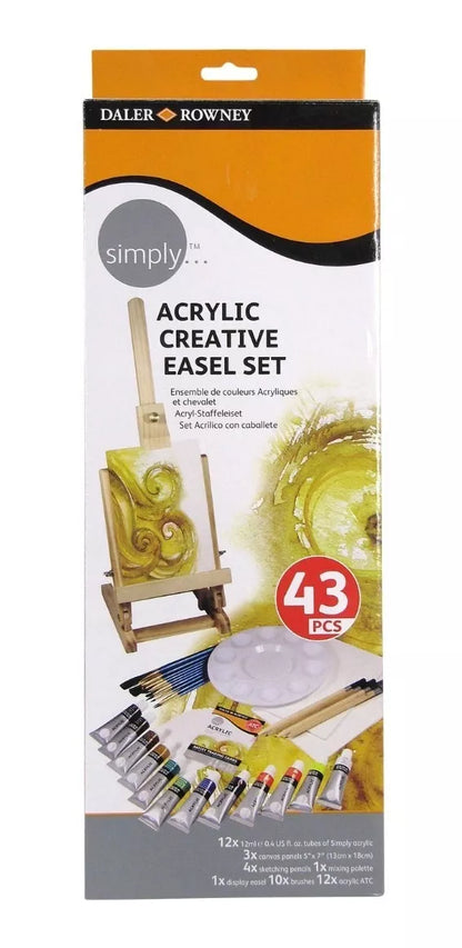 Set 43 Piezas Caballete Acrílico Daler Rowney Simply Creativo