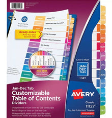 Separador Prediseñado Avery Pestañas Multicolor Mensual