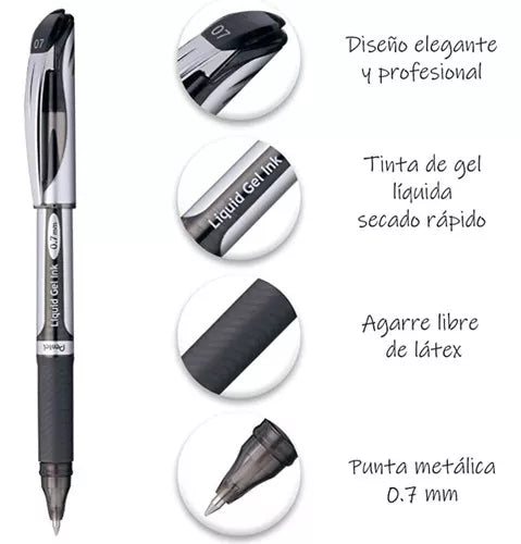 Bolígrafo Pluma Gel Pentel Energel Deluxe Bl57 0.7mm Grip