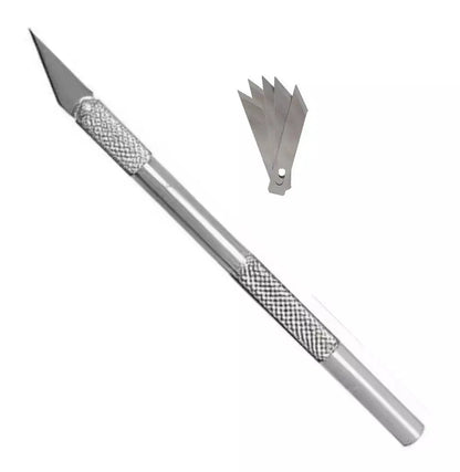 Kit Exacto Metalico Bisturi Cutter Con 5 Repuestos Dogotuls - Dogotuls - vista lateral