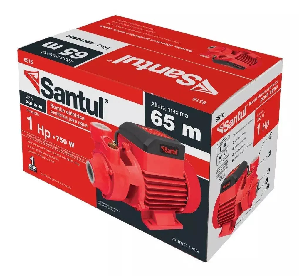 Bomba Agua Eléctrica Periférica Santul Riego 750w Altura 65m - Santul