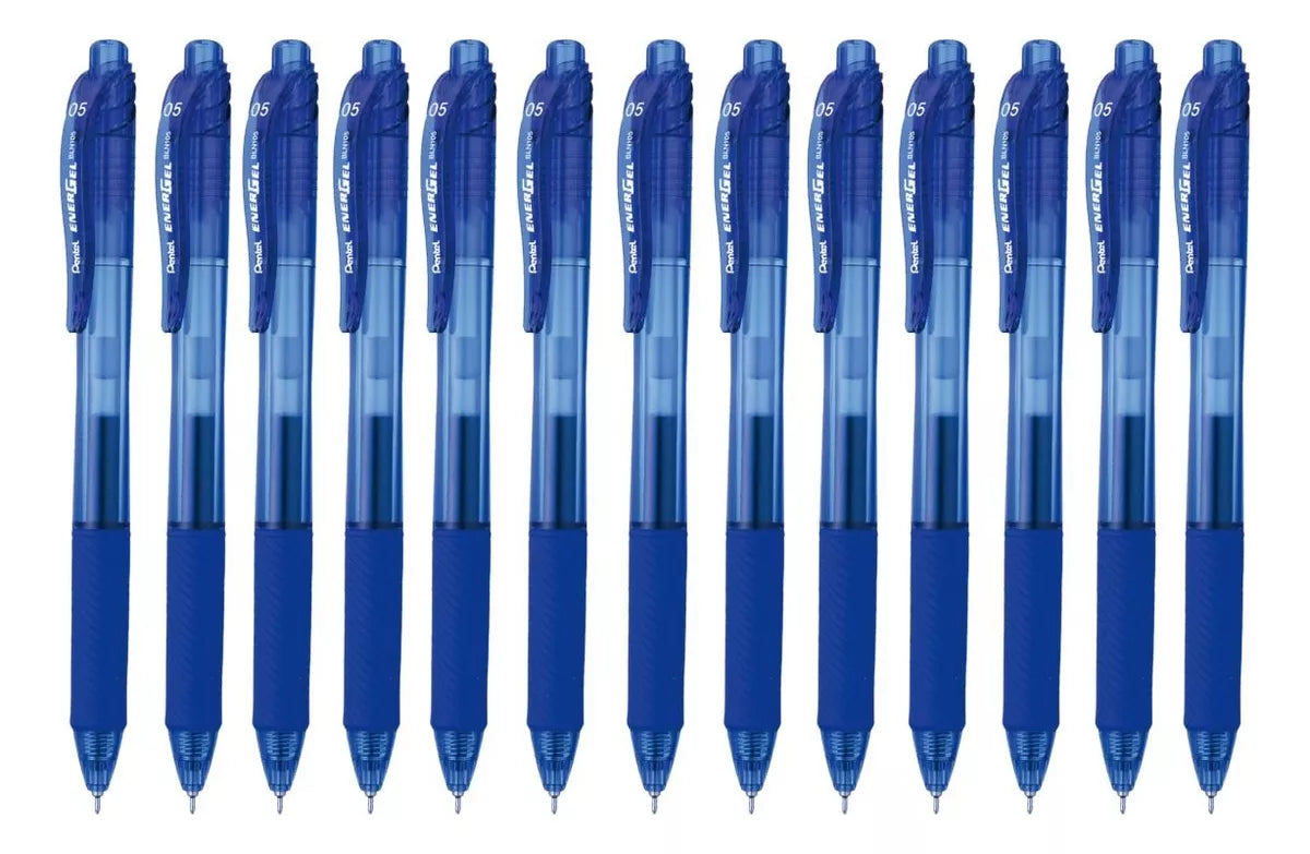 12 Boligrafos Pentel Energel X Bln105 Tinta Gel Azul 0.5mm