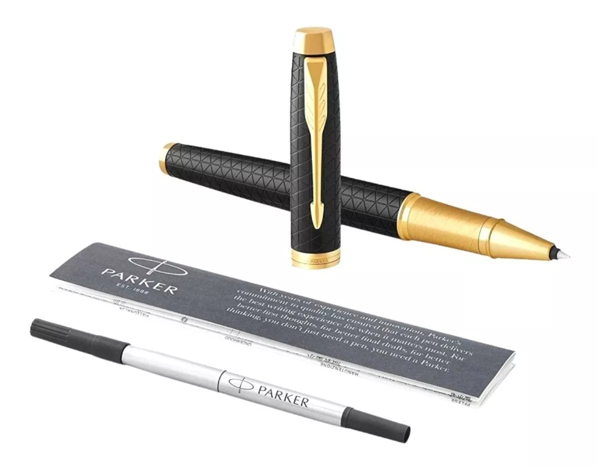 Bolígrafo Rollerball Parker Im Premium Negra Acabados Dorado