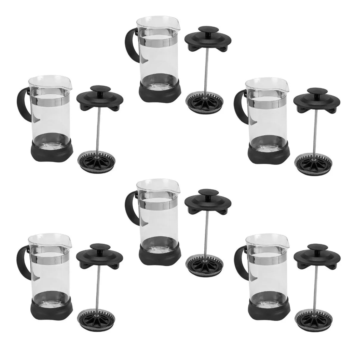 6 Pzs Cafetera Prensa Francesa 350ml Vidrio Embolo Cafe Te