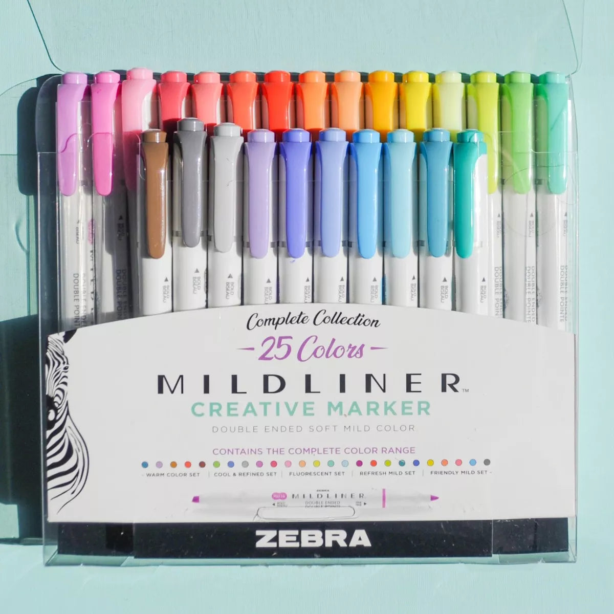 25 Piezas Marcadores Zebra Mildliner Doble Punta Base Agua