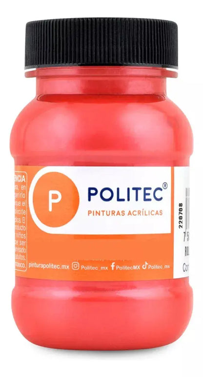 Set 6 Pintura Acrilica Politec Neon Fluorescente 100ml Color - Politec - vista trasera