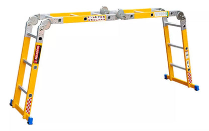 Escalera Multiposiciones Peldaños Fibra Vidrio Amarillo