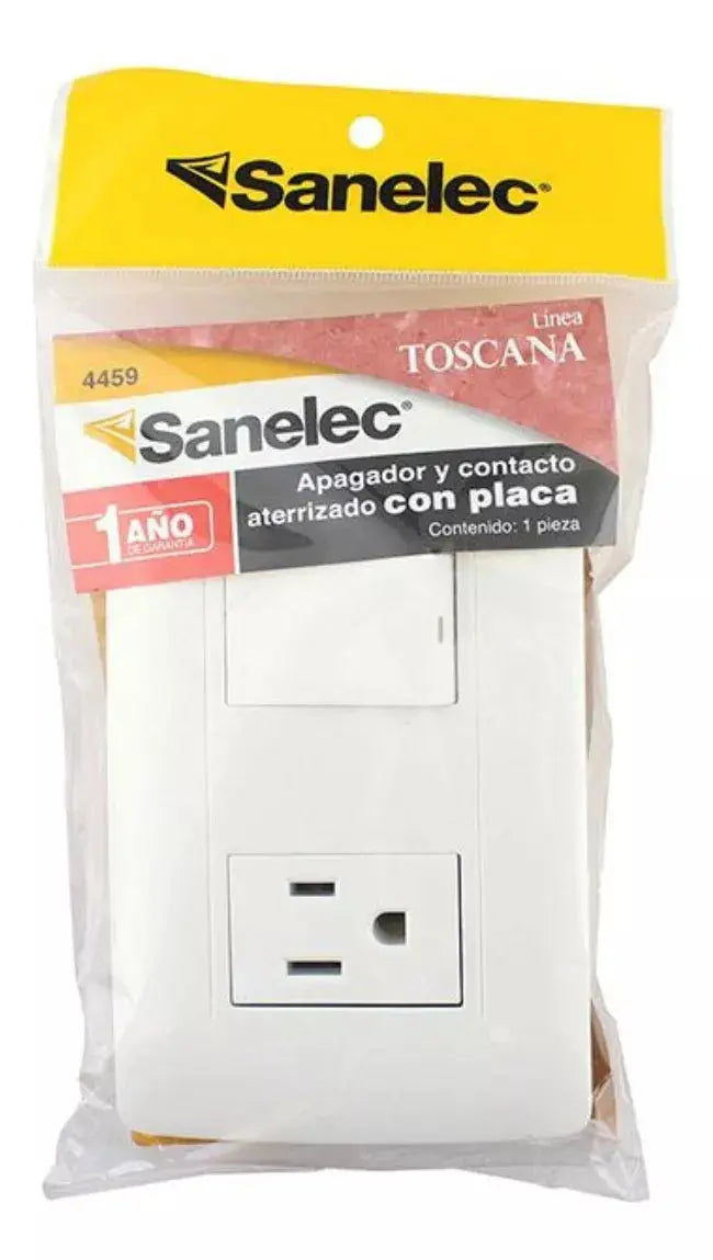 Placa Toscana Apagador C/contacto 4459 Sanelec Santul - Sanelec