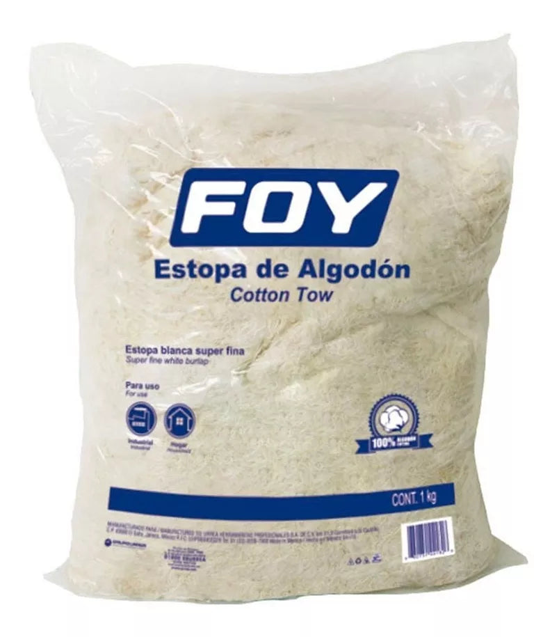 Estopa Algodon Foy 1 Kg Blanca Super Fina Limpieza Algodon