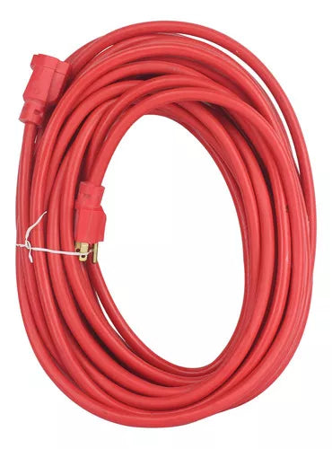 Extensión Roja Tres Contactos 15m Sanelec Uso Rudo Calibre12