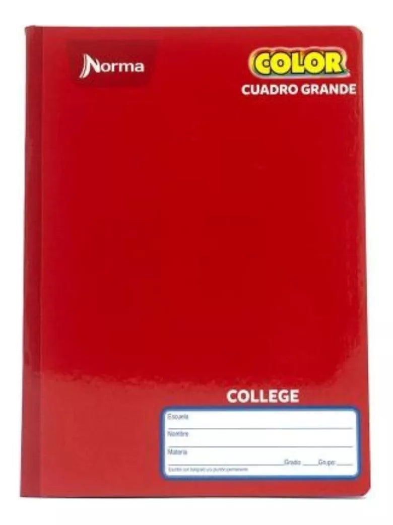 Cuaderno College 100 Hj Norma Color 360 Cosido Cuadro Grande
