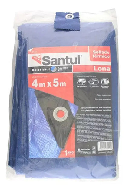 Lona Uso Ligero Reforzada Santul Polietileno 4x5m Azul - Santul - vista lateral