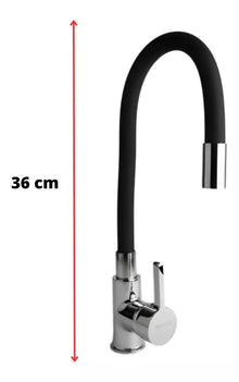 Llave Monomando Snake Cromo Fregadero Negro Cuello Flexible