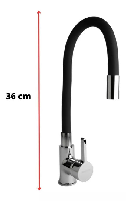 Llave Monomando Snake Cromo Fregadero Negro Cuello Flexible
