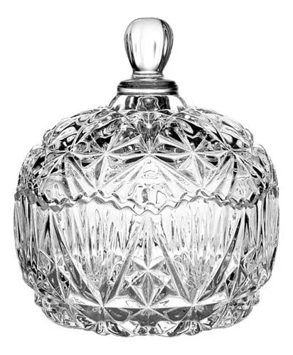 Bombonera Dulcero De Vidrio Cristal Labrado Tapa Resistente