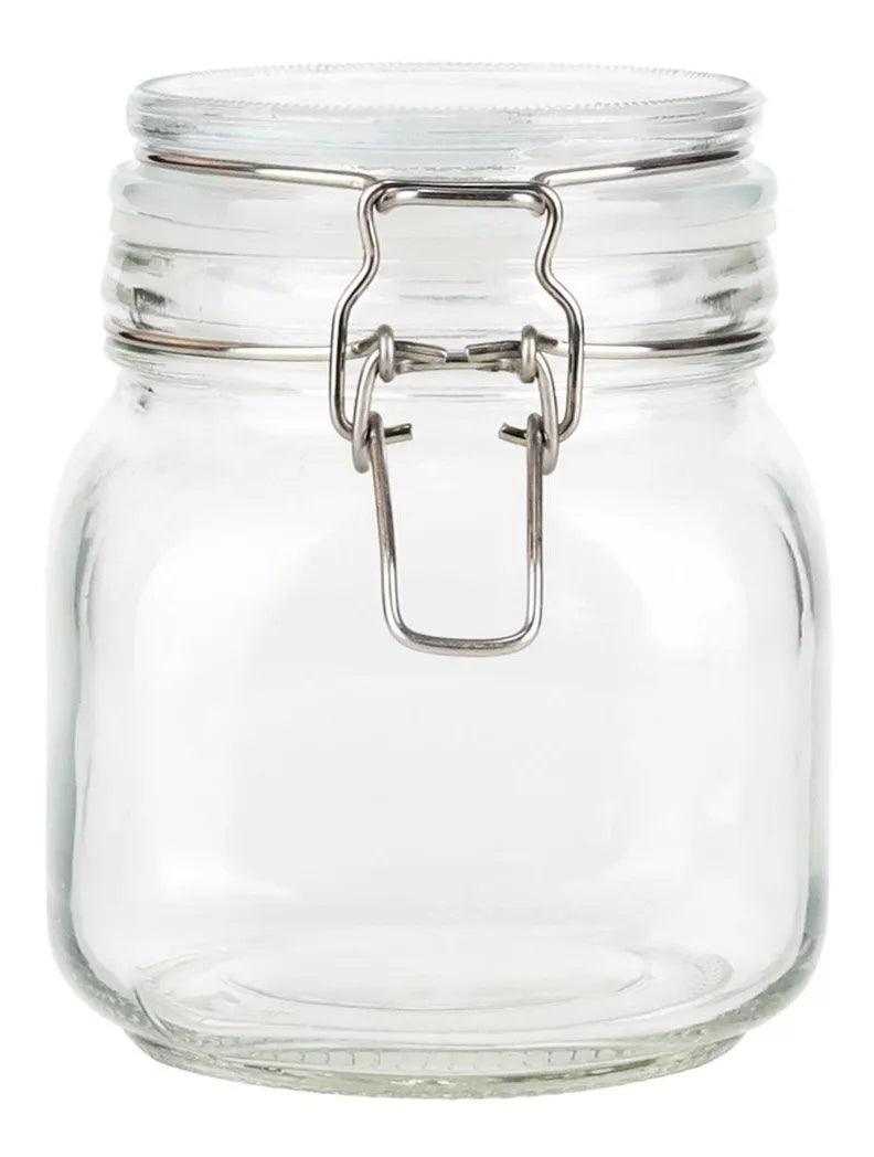 Contenedor Vidrio Hermético Tapa Clip 750 Ml Frasco Brocal