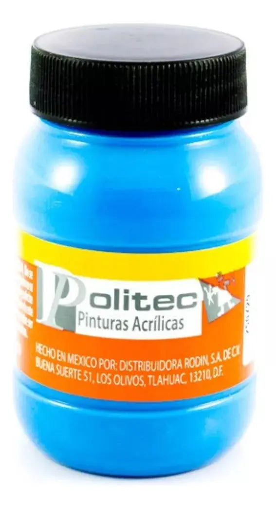 Set 6 Pintura Acrilica Politec Neon Fluorescente 100ml Color - Politec - detalle
