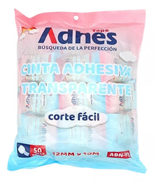 Bolsa 50pzs Cinta Adhesiva Corte Facil Adhes 12mmx10m