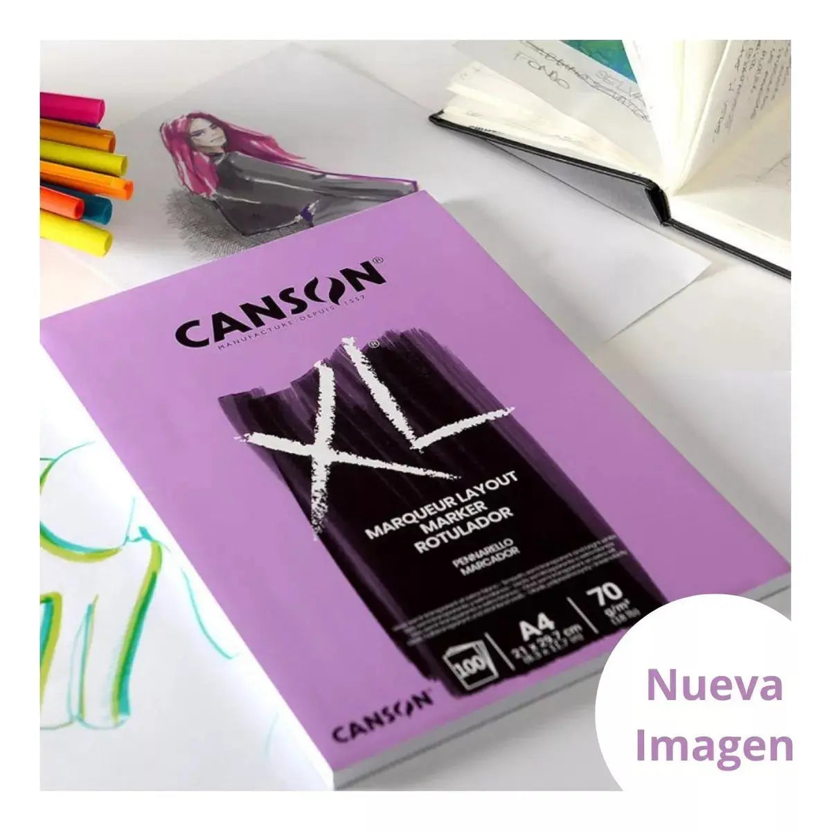 Block Canson Arte Xl Marker Especial Marcador 21x29.7 Cm 70g - Canson - detalle