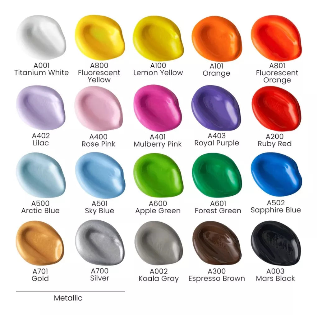 Set 20 Pintura Acrílica Artesanal 60 Ml Colores Arteza