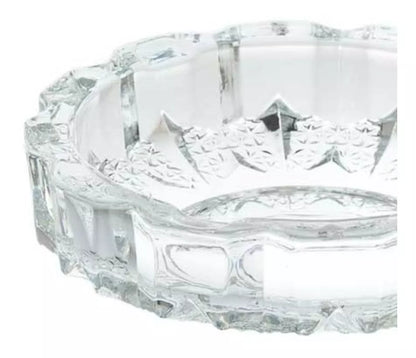 Cenicero Vidrio Redondo Cristal Cortado Labrado Grande