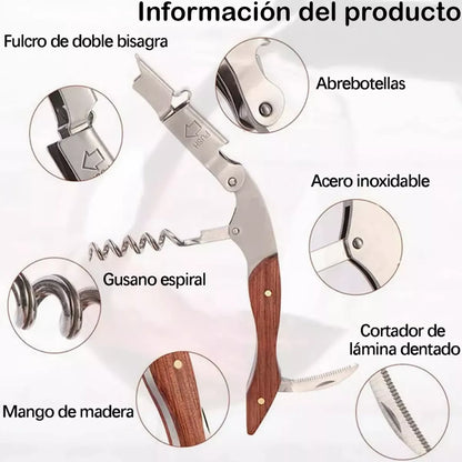 Sacacorchos Profesional Descorchador Destapador Vinos 5 Pzs