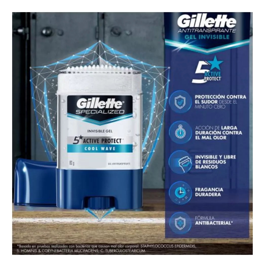 Desodorante Barra Clear Gel Gillette Cool Wave 82gr Frescura