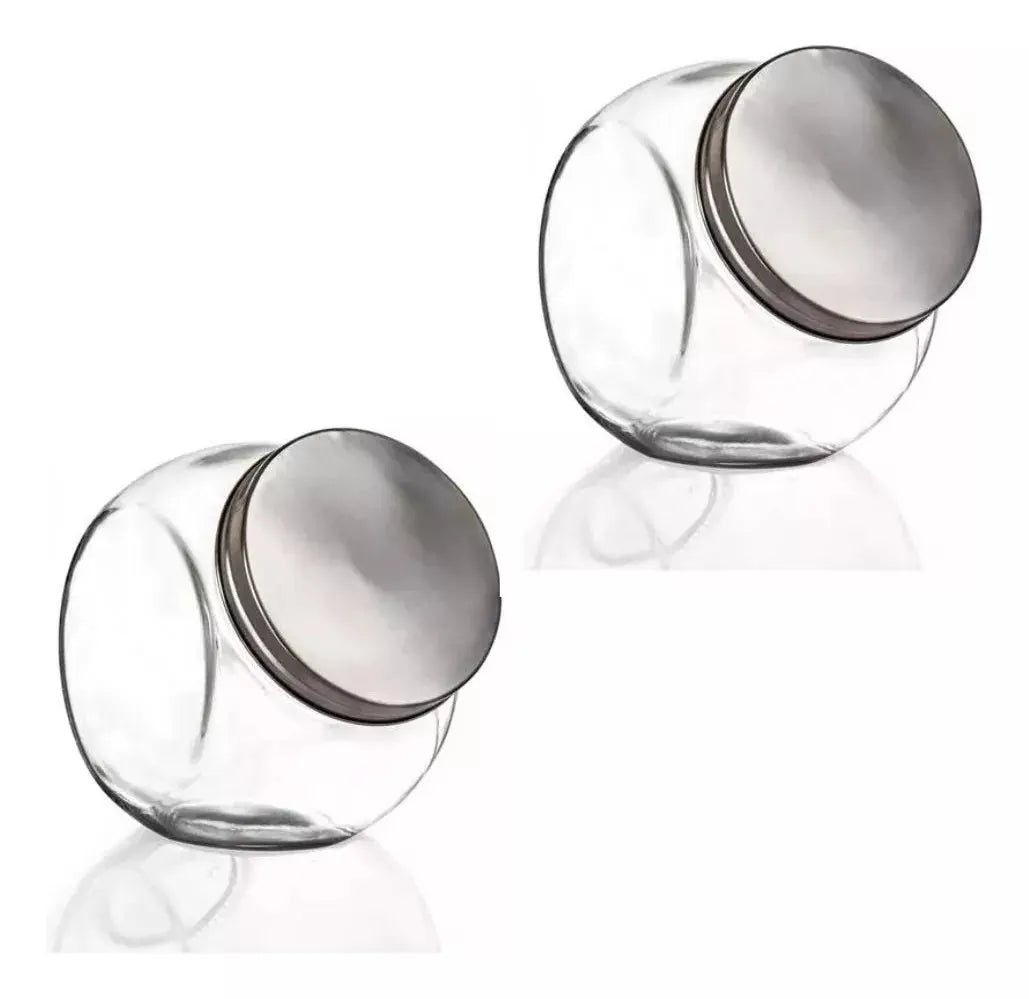 Set 2 Frasco Vidrio Brocal Especias Posiciones 710 Ml - Vittori - vista lateral